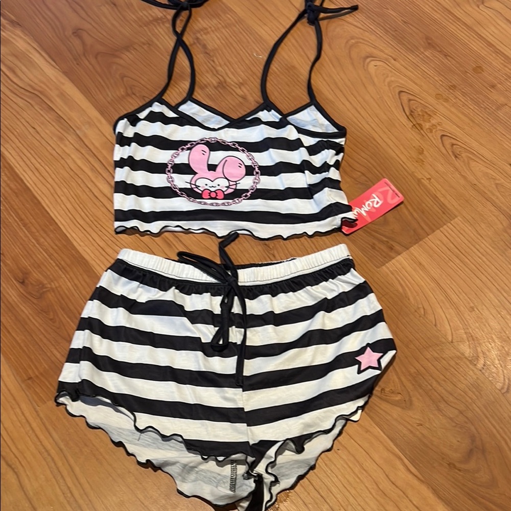 Striped Black and White S Sleepwear Set nwt